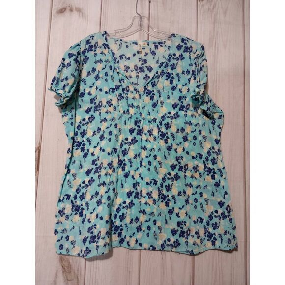 2 For 30 St John's Bay Shirt Ladies Extra Large Blue Floral Light Weight - Picture 1 of 6